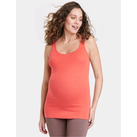 Isabel Maternity Tank Top Red Orange - Picture 1 of 9